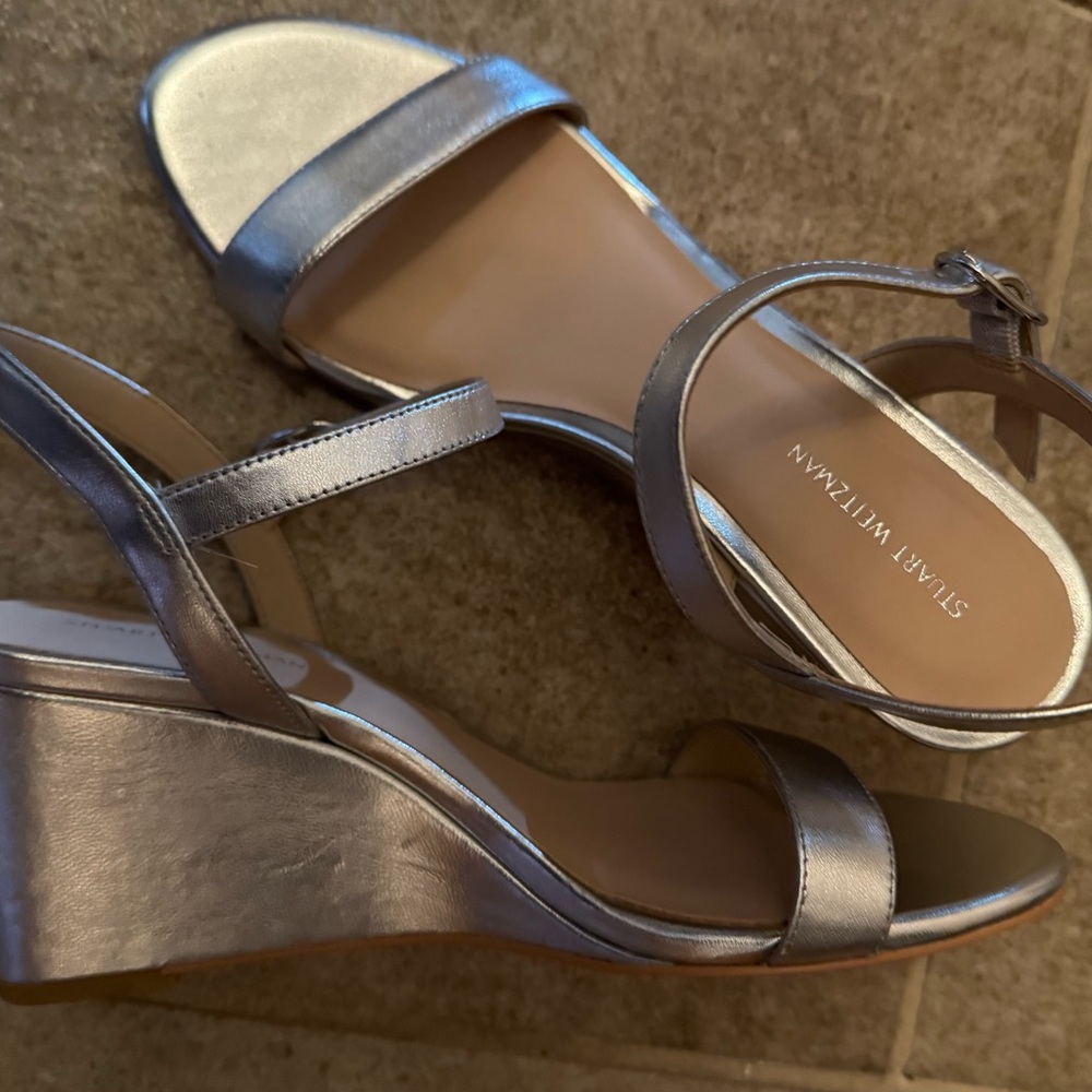 Stuart Weitzman Metallic Silver Sandals